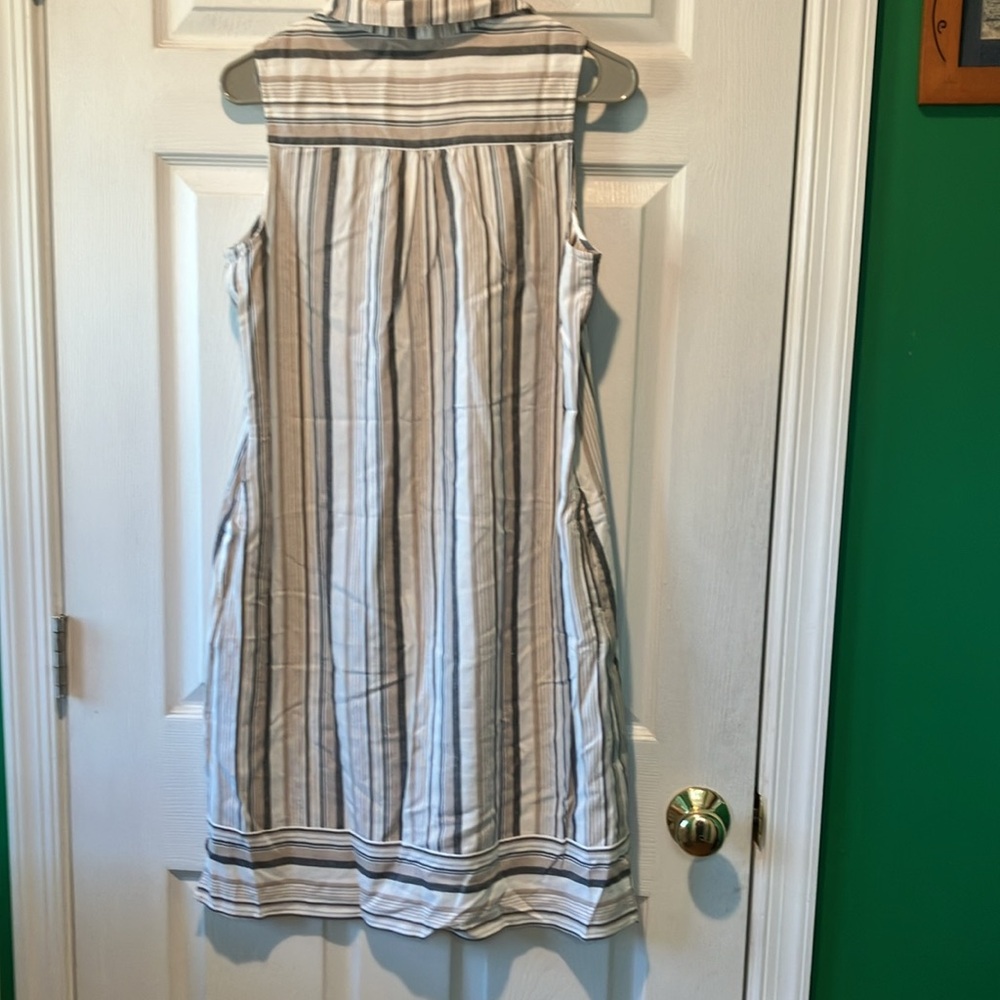 Striped Sleeveless Dress size small Chicos brown cream tan beach core sunswept - Picture 8 of 13